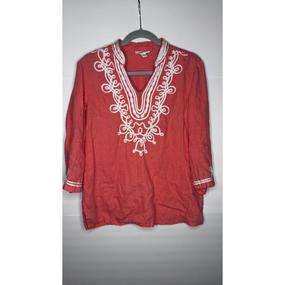 Charter Club Tops - LINEN CHARTER CLUB LUXURY CORAL‎ TOP SIZE PETITE MED